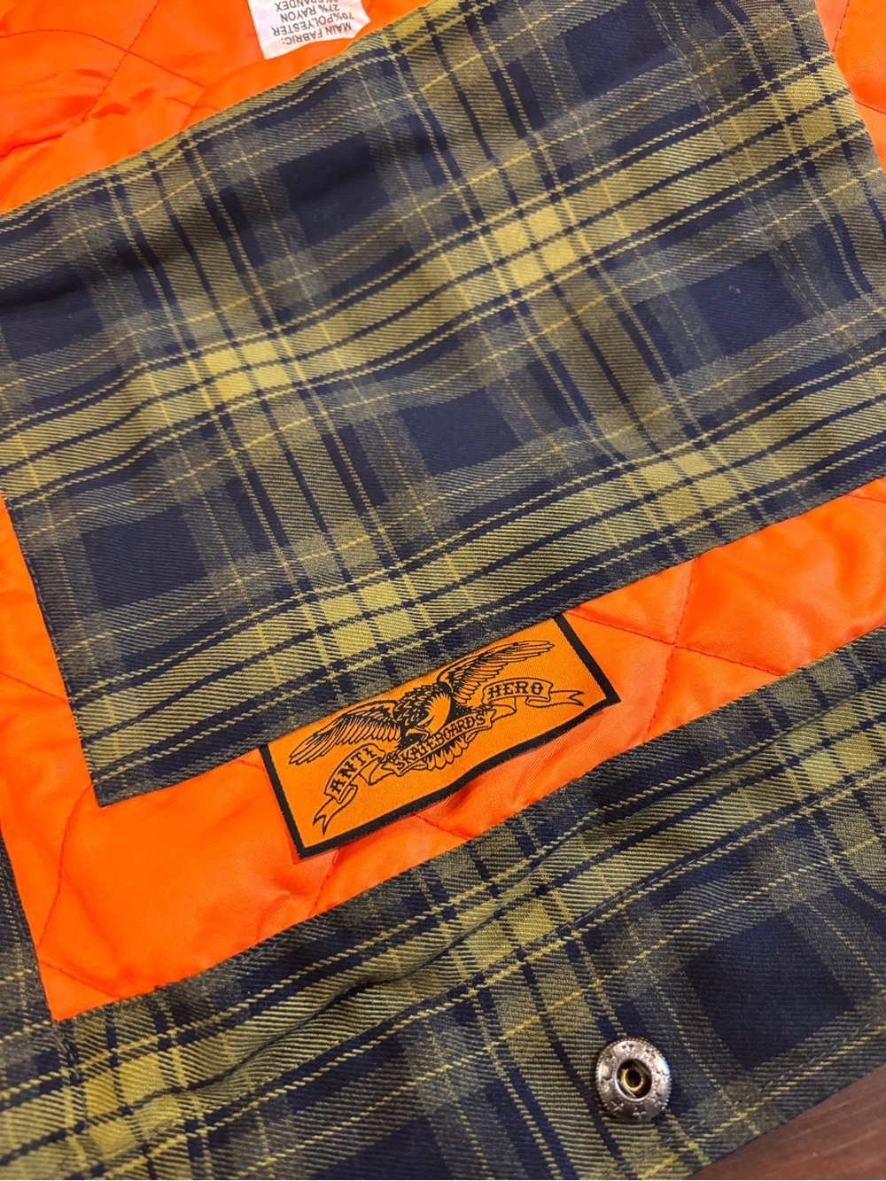 Anti- Hero Green and Yellow Plaid Snap Button-Front Shirt Jacket - Picture 5 of 7